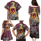 Brisbane Broncos ANZAC Day Family Matching Puletasi and Hawaiian Shirt Aboriginal Poppy Remembrance Rugby - Lest We Forget