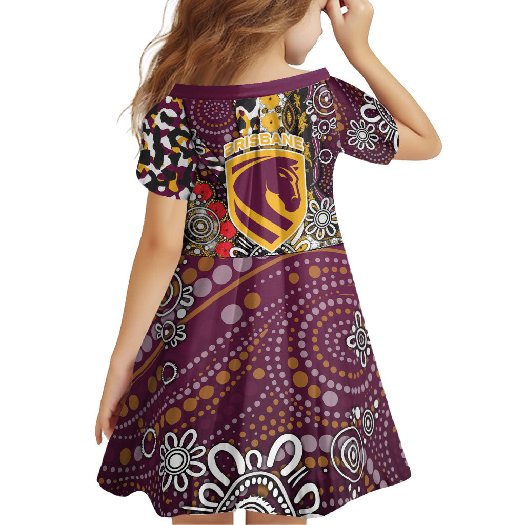 Brisbane Broncos ANZAC Day Family Matching Short Sleeve Bodycon Dress and Hawaiian Shirt Aboriginal Poppy Remembrance Rugby - Lest We Forget