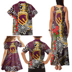 Brisbane Broncos ANZAC Day Family Matching Tank Maxi Dress and Hawaiian Shirt Aboriginal Poppy Remembrance Rugby - Lest We Forget