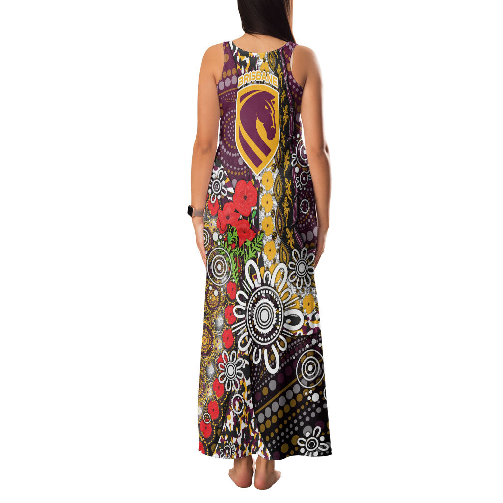 Brisbane Broncos ANZAC Day Family Matching Tank Maxi Dress and Hawaiian Shirt Aboriginal Poppy Remembrance Rugby - Lest We Forget