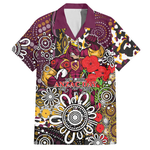 Brisbane Broncos ANZAC Day Hawaiian Shirt Aboriginal Poppy Remembrance Rugby - Lest We Forget