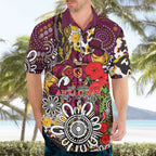 Brisbane Broncos ANZAC Day Hawaiian Shirt Aboriginal Poppy Remembrance Rugby - Lest We Forget