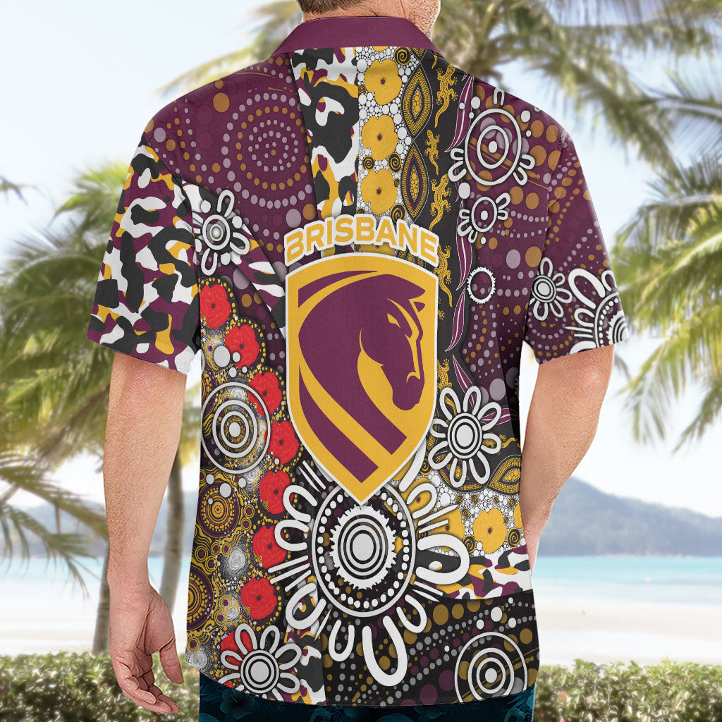 Brisbane Broncos ANZAC Day Hawaiian Shirt Aboriginal Poppy Remembrance Rugby - Lest We Forget
