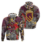 Brisbane Broncos ANZAC Day Hoodie Aboriginal Poppy Remembrance Rugby - Lest We Forget