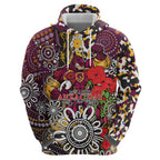 Brisbane Broncos ANZAC Day Hoodie Aboriginal Poppy Remembrance Rugby - Lest We Forget