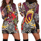 Brisbane Broncos ANZAC Day Hoodie Dress Aboriginal Poppy Remembrance Rugby - Lest We Forget