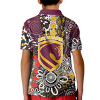 Brisbane Broncos ANZAC Day Kid Polo Shirt Aboriginal Poppy Remembrance Rugby - Lest We Forget