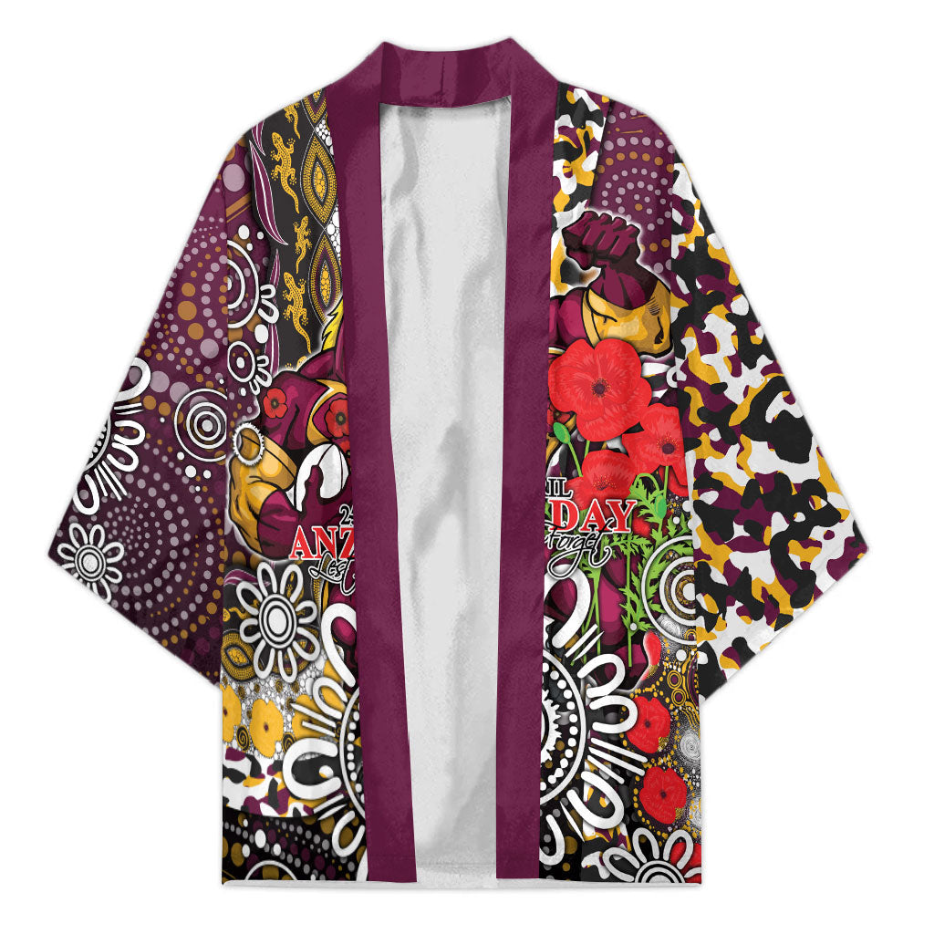 Brisbane Broncos ANZAC Day Kimono Aboriginal Poppy Remembrance Rugby - Lest We Forget