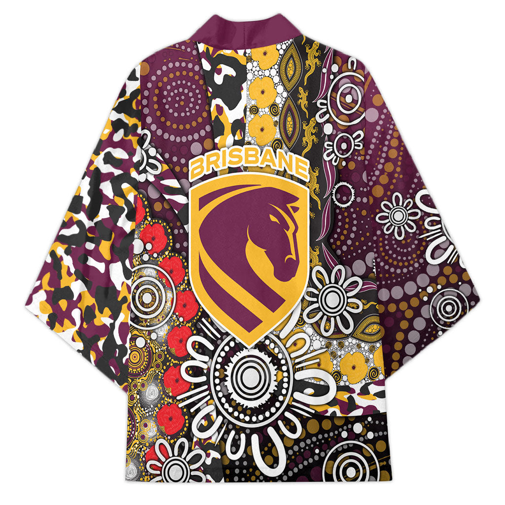 Brisbane Broncos ANZAC Day Kimono Aboriginal Poppy Remembrance Rugby - Lest We Forget