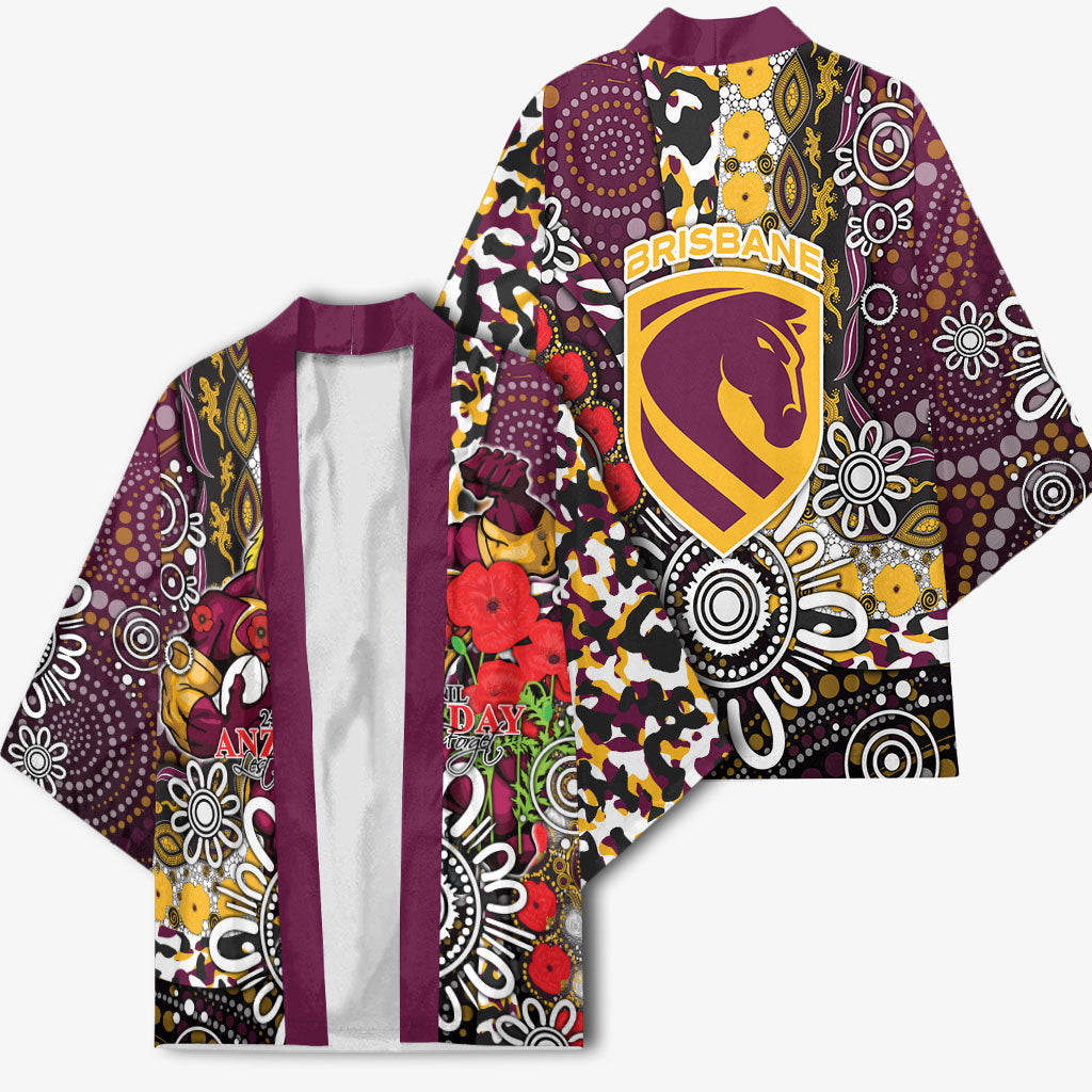 Brisbane Broncos ANZAC Day Kimono Aboriginal Poppy Remembrance Rugby - Lest We Forget