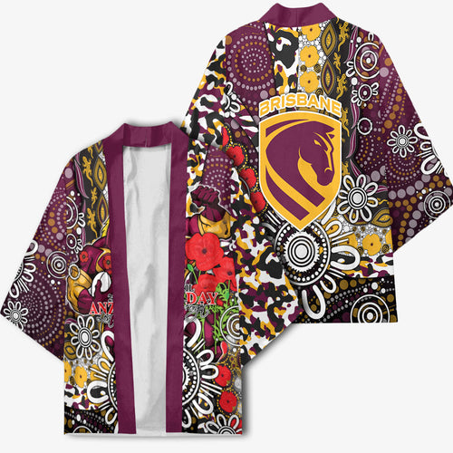 Brisbane Broncos ANZAC Day Kimono Aboriginal Poppy Remembrance Rugby - Lest We Forget