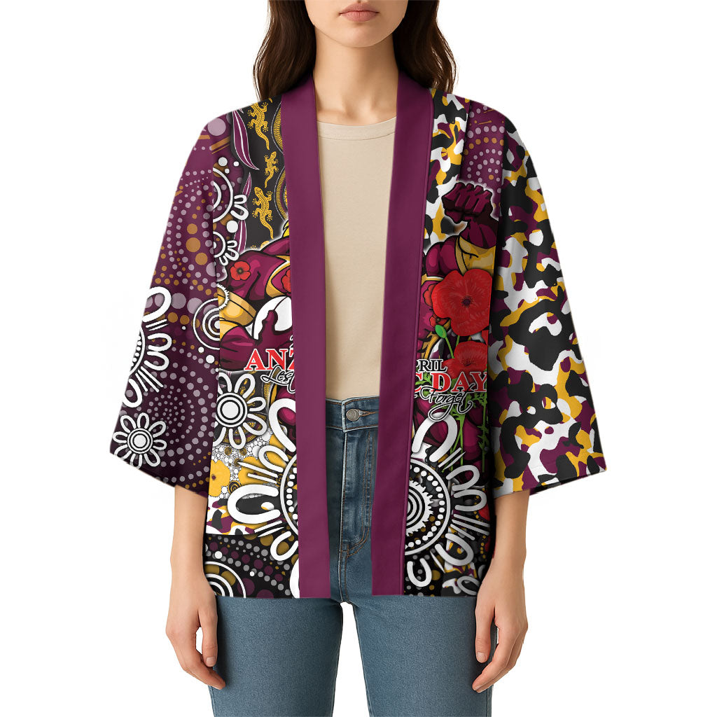 Brisbane Broncos ANZAC Day Kimono Aboriginal Poppy Remembrance Rugby - Lest We Forget