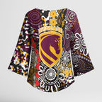 Brisbane Broncos ANZAC Day Kimono Sleeve Blouse Aboriginal Poppy Remembrance Rugby - Lest We Forget