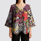 Brisbane Broncos ANZAC Day Kimono Sleeve Blouse Aboriginal Poppy Remembrance Rugby - Lest We Forget