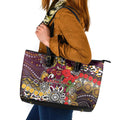 Brisbane Broncos ANZAC Day Leather Tote Bag Aboriginal Poppy Remembrance Rugby - Lest We Forget