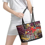 Brisbane Broncos ANZAC Day Leather Tote Bag Aboriginal Poppy Remembrance Rugby - Lest We Forget