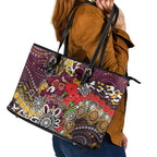 Brisbane Broncos ANZAC Day Leather Tote Bag Aboriginal Poppy Remembrance Rugby - Lest We Forget