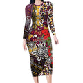 Brisbane Broncos ANZAC Day Long Sleeve Bodycon Dress Aboriginal Poppy Remembrance Rugby - Lest We Forget