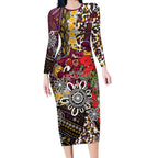 Brisbane Broncos ANZAC Day Long Sleeve Bodycon Dress Aboriginal Poppy Remembrance Rugby - Lest We Forget