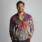 Brisbane Broncos ANZAC Day Long Sleeve Polo Shirt Aboriginal Poppy Remembrance Rugby - Lest We Forget