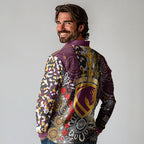 Brisbane Broncos ANZAC Day Long Sleeve Polo Shirt Aboriginal Poppy Remembrance Rugby - Lest We Forget