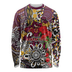 Brisbane Broncos ANZAC Day Long Sleeve Shirt Aboriginal Poppy Remembrance Rugby - Lest We Forget