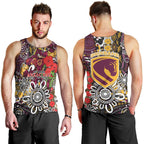 Brisbane Broncos ANZAC Day Men Tank Top Aboriginal Poppy Remembrance Rugby - Lest We Forget