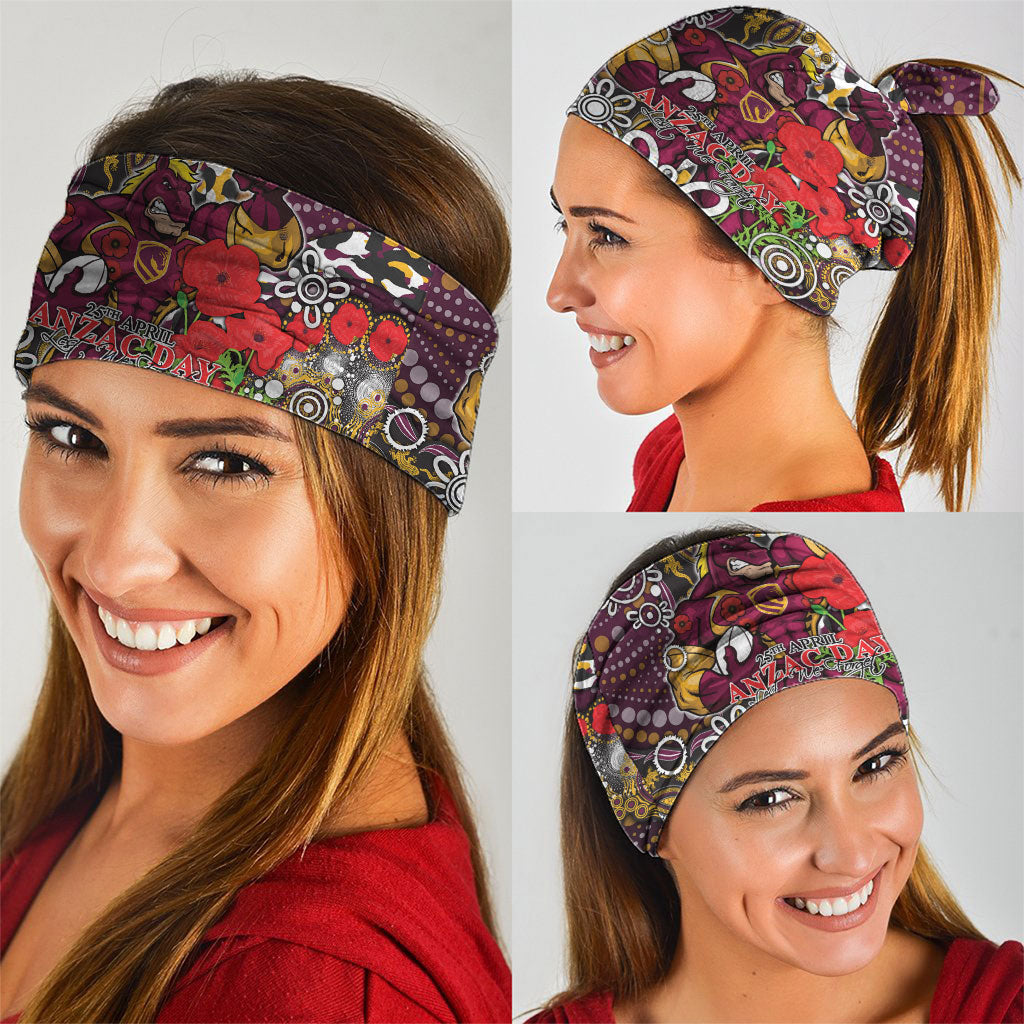 Brisbane Broncos ANZAC Day Neck Gaiter Aboriginal Poppy Remembrance Rugby - Lest We Forget