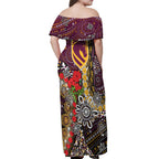 Brisbane Broncos ANZAC Day Off Shoulder Maxi Dress Aboriginal Poppy Remembrance Rugby - Lest We Forget