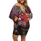 Brisbane Broncos ANZAC Day Off Shoulder Short Dress Aboriginal Poppy Remembrance Rugby - Lest We Forget