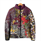 Brisbane Broncos ANZAC Day Padded Jacket Aboriginal Poppy Remembrance Rugby - Lest We Forget