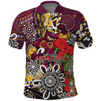 Brisbane Broncos ANZAC Day Polo Shirt Aboriginal Poppy Remembrance Rugby - Lest We Forget