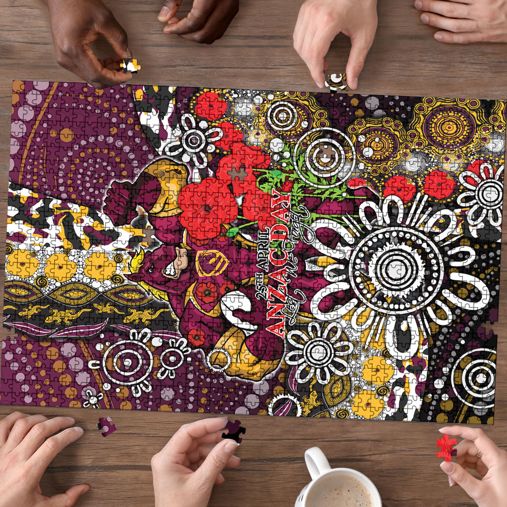 Brisbane Broncos ANZAC Day Puzzle Aboriginal Poppy Remembrance Rugby - Lest We Forget