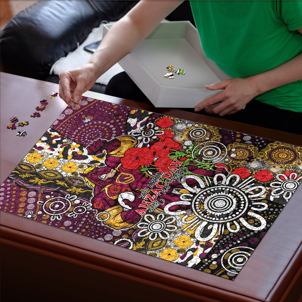 Brisbane Broncos ANZAC Day Puzzle Aboriginal Poppy Remembrance Rugby - Lest We Forget
