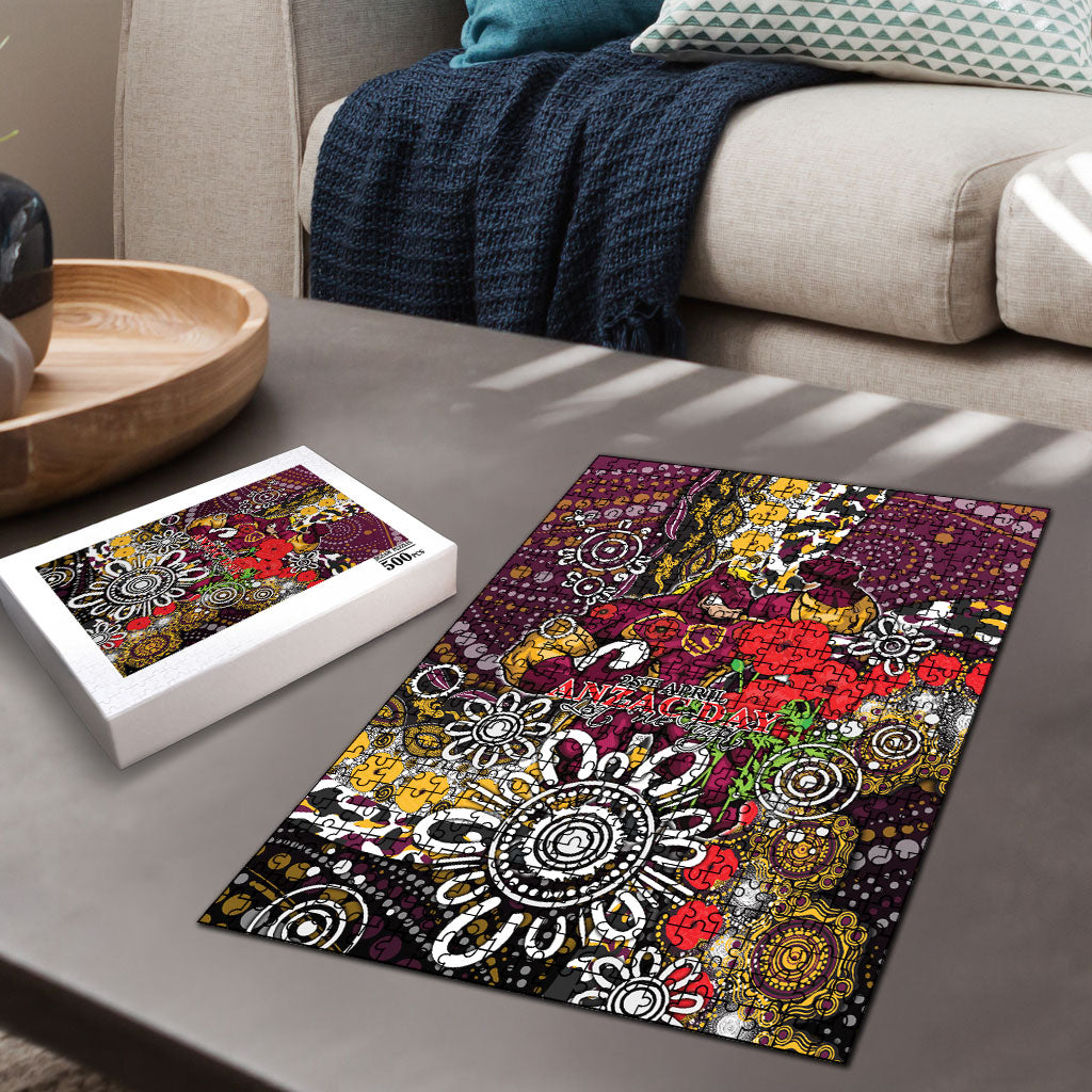 Brisbane Broncos ANZAC Day Puzzle Aboriginal Poppy Remembrance Rugby - Lest We Forget
