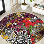 Brisbane Broncos ANZAC Day Round Carpet Aboriginal Poppy Remembrance Rugby - Lest We Forget
