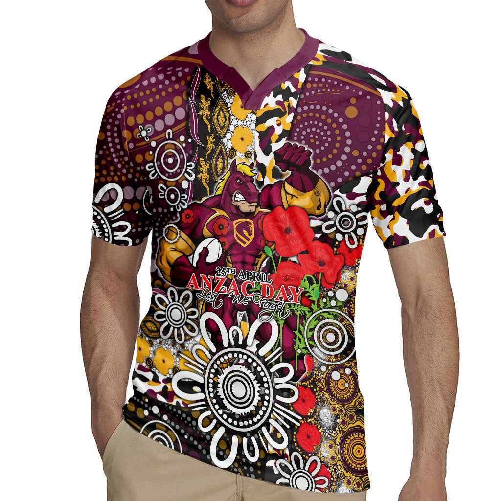 Brisbane Broncos ANZAC Day Rugby Jersey Aboriginal Poppy Remembrance Rugby - Lest We Forget