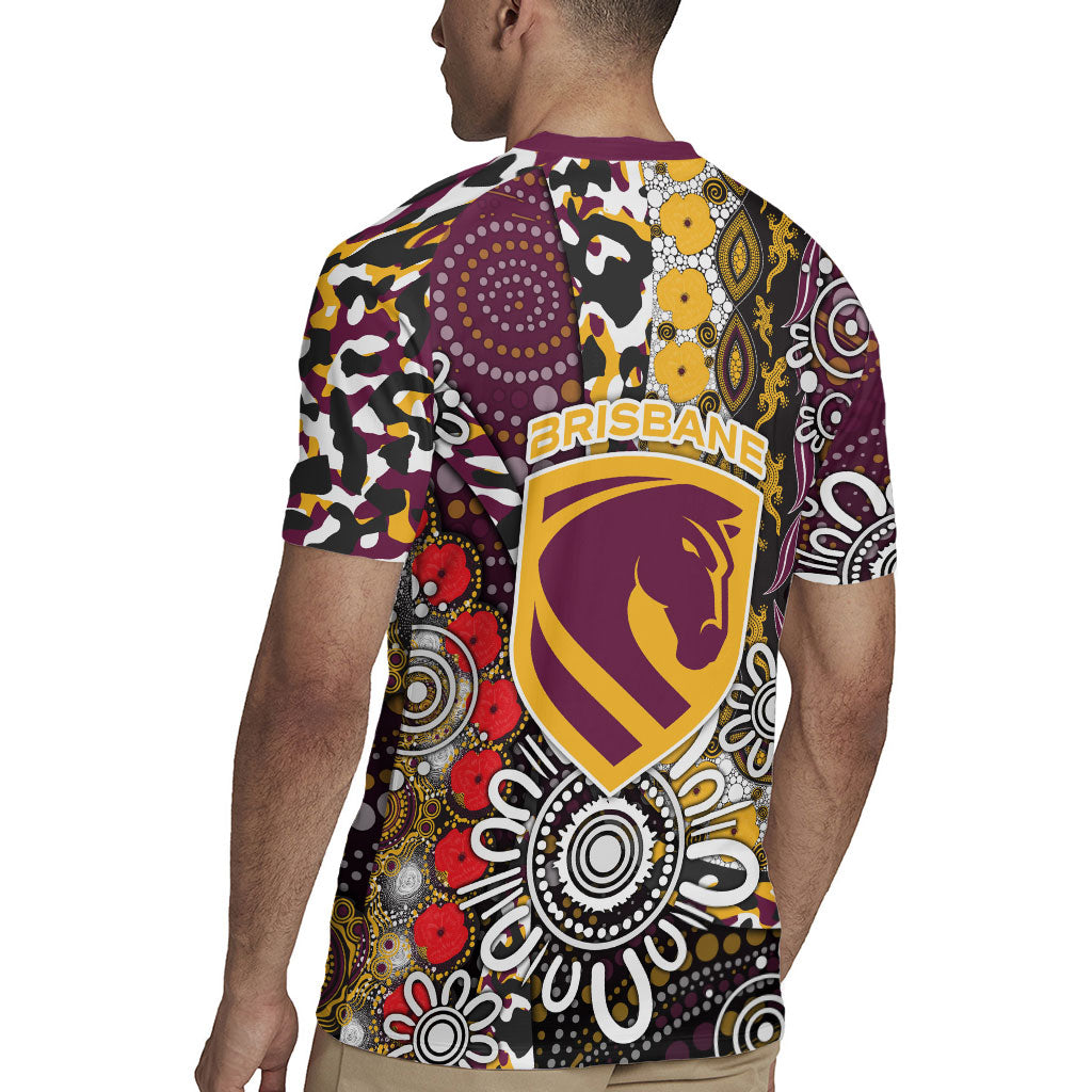 Brisbane Broncos ANZAC Day Rugby Jersey Aboriginal Poppy Remembrance Rugby - Lest We Forget
