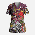 Brisbane Broncos ANZAC Day Scrub Top Aboriginal Poppy Remembrance Rugby - Lest We Forget