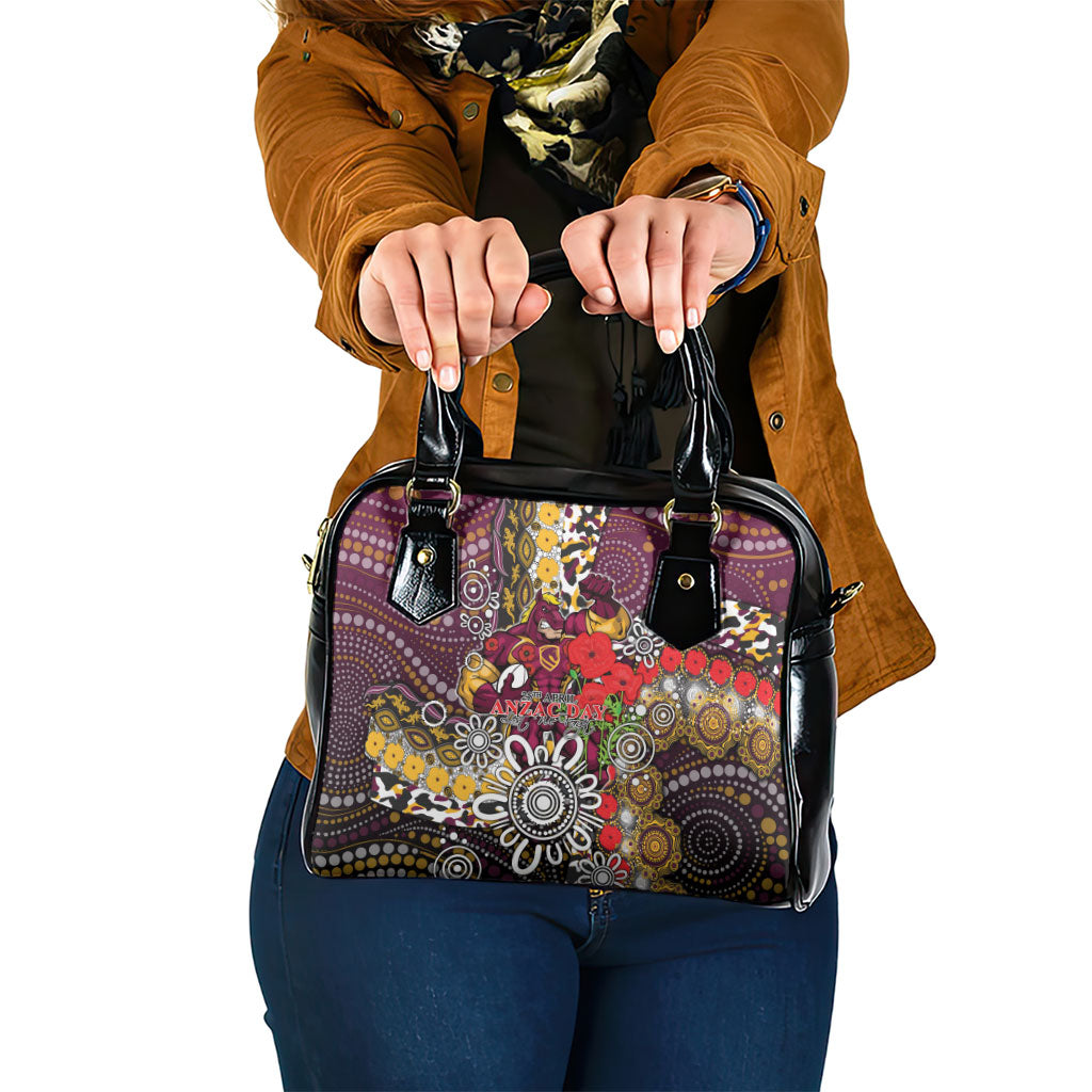 Brisbane Broncos ANZAC Day Shoulder Handbag Aboriginal Poppy Remembrance Rugby - Lest We Forget
