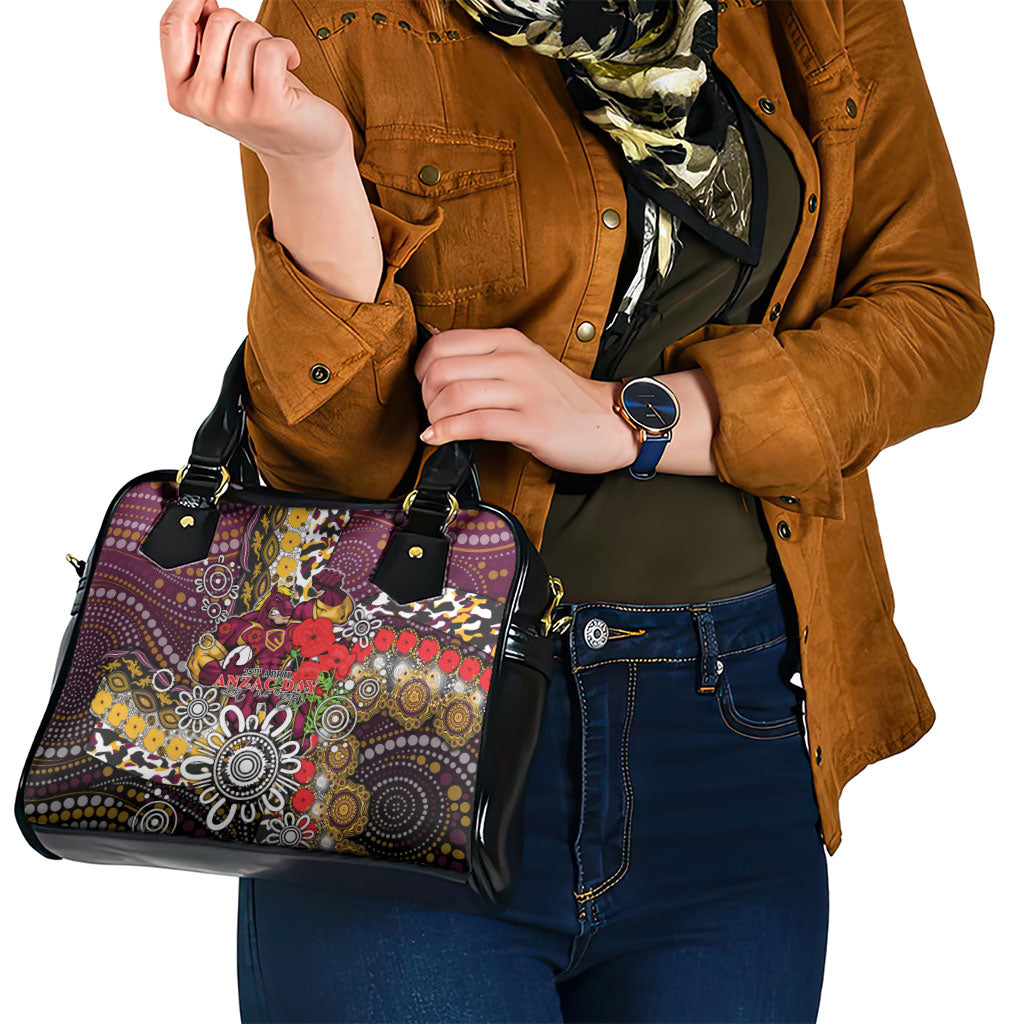 Brisbane Broncos ANZAC Day Shoulder Handbag Aboriginal Poppy Remembrance Rugby - Lest We Forget
