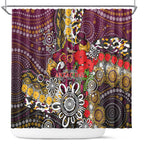Brisbane Broncos ANZAC Day Shower Curtain Aboriginal Poppy Remembrance Rugby - Lest We Forget