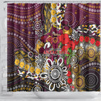 Brisbane Broncos ANZAC Day Shower Curtain Aboriginal Poppy Remembrance Rugby - Lest We Forget