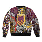 Brisbane Broncos ANZAC Day Sleeve Zip Bomber Jacket Aboriginal Poppy Remembrance Rugby - Lest We Forget