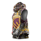 Brisbane Broncos ANZAC Day Sleeveless Hoodie Aboriginal Poppy Remembrance Rugby - Lest We Forget