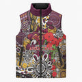 Brisbane Broncos ANZAC Day Sleeveless Puffer Jacket Aboriginal Poppy Remembrance Rugby - Lest We Forget
