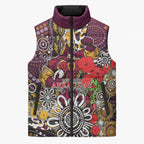 Brisbane Broncos ANZAC Day Sleeveless Puffer Jacket Aboriginal Poppy Remembrance Rugby - Lest We Forget