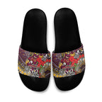 Brisbane Broncos ANZAC Day Slide Sandals Aboriginal Poppy Remembrance Rugby - Lest We Forget