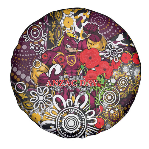 Brisbane Broncos ANZAC Day Spare Tire Cover Aboriginal Poppy Remembrance Rugby - Lest We Forget