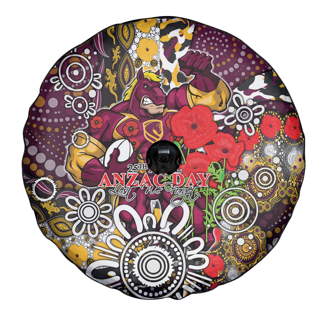 Brisbane Broncos ANZAC Day Spare Tire Cover Aboriginal Poppy Remembrance Rugby - Lest We Forget